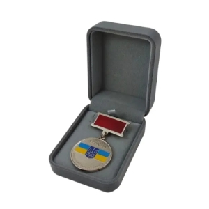 Футляр классический для наград медалей монет иконок серый бархатный