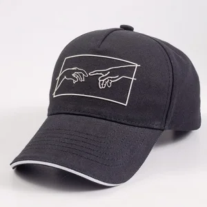 Бейсболка аппликация МИКЕЛАНДЖЕЛО (белый) черный