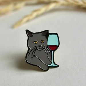 Значок Кіт з вином