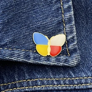 Значок Метелик прапори України/Польщі