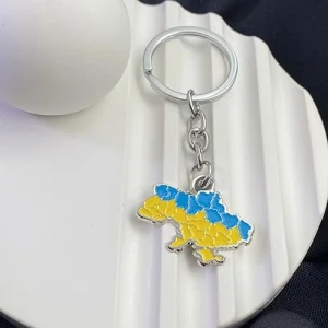 Брелок Мапа України Жовто-блакитна (нікель)
