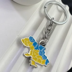 Брелок Мапа України Жовто-блакитна (нікель)