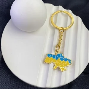 Брелок Карта Украина Желто-синяя (позолота)