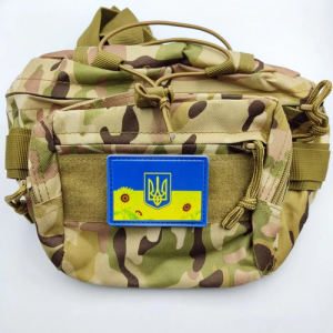 Шеврон флаг Украины подсолнухи с гербом