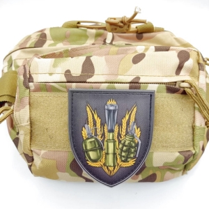 Шеврон герб из оружия и пшеницы оливы