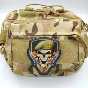 Шеврон Череп в берете Механизированные войска объемный