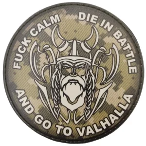 Шеврон Fuck calm die in battle and go to valhalla пиксель