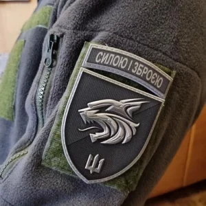 Шеврон 137 ОБМП Силою і зброєю об'ємний олива