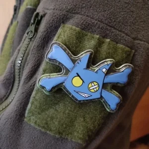 Шеврон Чертенок с костями голубой