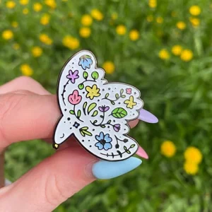 Значок Птичка цветы разноцветные