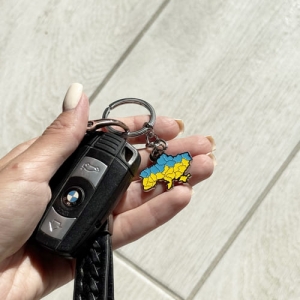 Брелок Мапа України Жовто-блакитна (нікель)