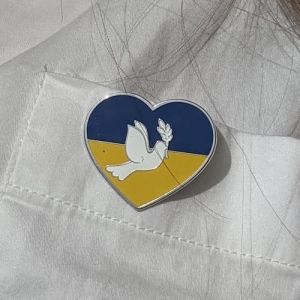 Пін на одяг Серце голуб