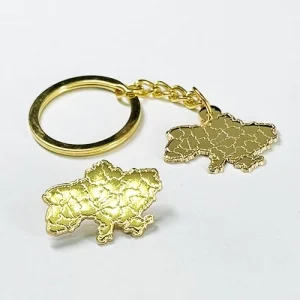 Набір значок + брелок мапа України (позолота)