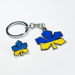 Набір значок + брелок Каштан Жовто-блакитний