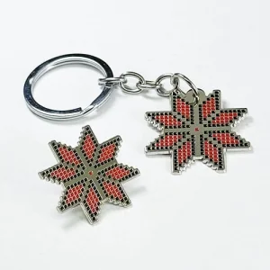 Набор значок + брелок вышиванка-звезда в этно-стиле