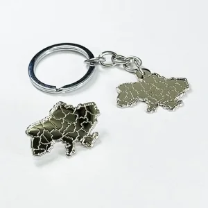 Набір значок + брелок мапа України (нікель)