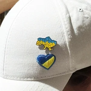 Значок карта Украины Желто-голубой (никель)