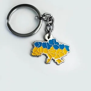 Брелок Мапа України Жовто-блакитна (нікель)