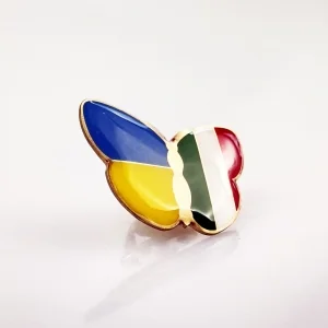 Значок Метелик прапори Україна / Італії