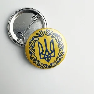 Значок закатний Малий герб УНР (блакитний)