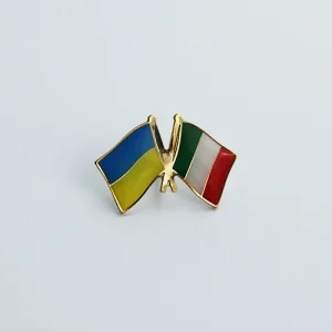 Значок прапори Україна / Італія (позолота)