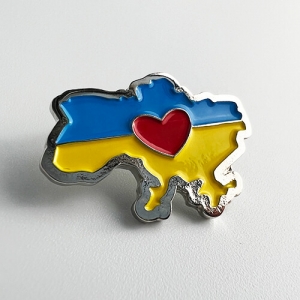 Значок Карта України з серцем нікель