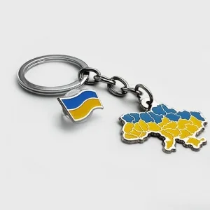 Набір Значок Прапор України міні + Брелок Мапа України (нікель)