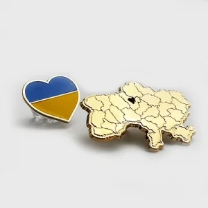 Набір Значок Серце України +  Мапа України (позолота)