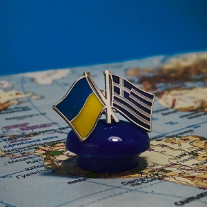Значок прапори Україна / Греція