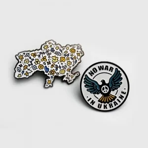 Набір Значків Україна з квітами + No War in Ukraine