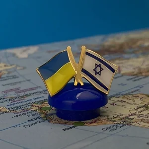 Значок Прапори Україна / Ізраїль (позолота)