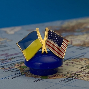 Значок Прапори України / США (позолота)