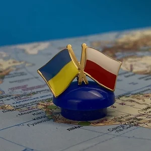 Значок Прапори України/Польщі (позолота)