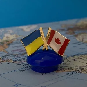 Значок прапори України / Канади (позолота)