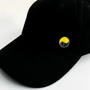 Значок на кнопці на бейсболку Україна - ЕС жовто-блакитний