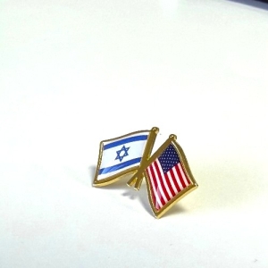 Значок флаги США / Израиль позолота