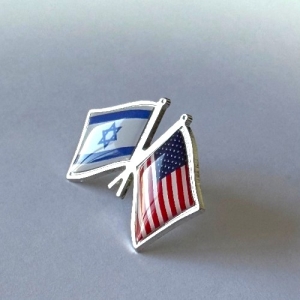 Значок флаги США / Израиль под серебро