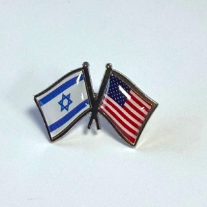 Значок флаги США / Израиль позолота