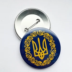 Значок закатний Малий герб УНР (жовтий) 56мм