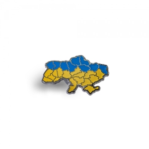 Значок мапа України Жовто-блакитна (нікель)