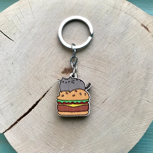 Брелок Кіт пушин на гамбургері