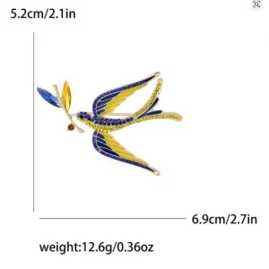 Брошка Ластівка миру жовто-блакитна