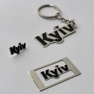 Набір значок + брелок + закладка Kyiv