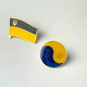 Набір значків Прапор України з Тризубом + Україна - ЕС