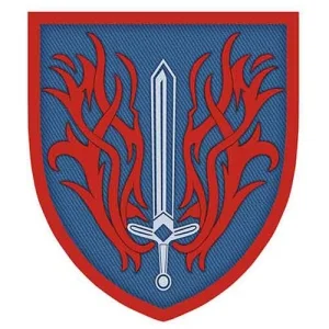 Шеврон Вогнем і мечем червоно-блакитний