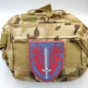 Шеврон Вогнем і мечем червоно-блакитний