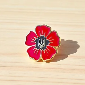 Значок Червоний Мак з тризубом