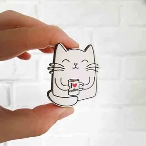 Значок Котик з кавою