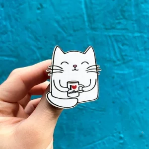 Значок Котик з кавою