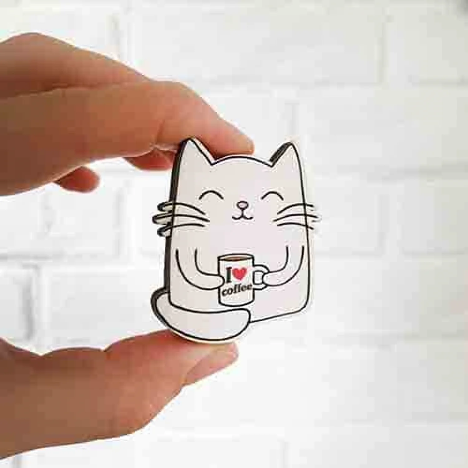 Значок Котик з кавою